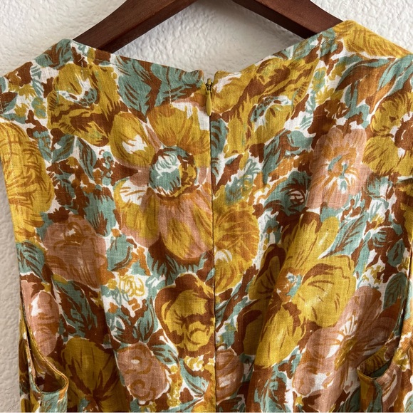 Faithfull the Brand Venere Junie Floral 100% Linen Midi Dress size 6 - Picture 8 of 10